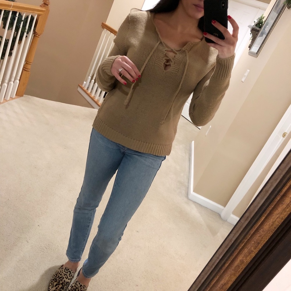 Lace up sweater